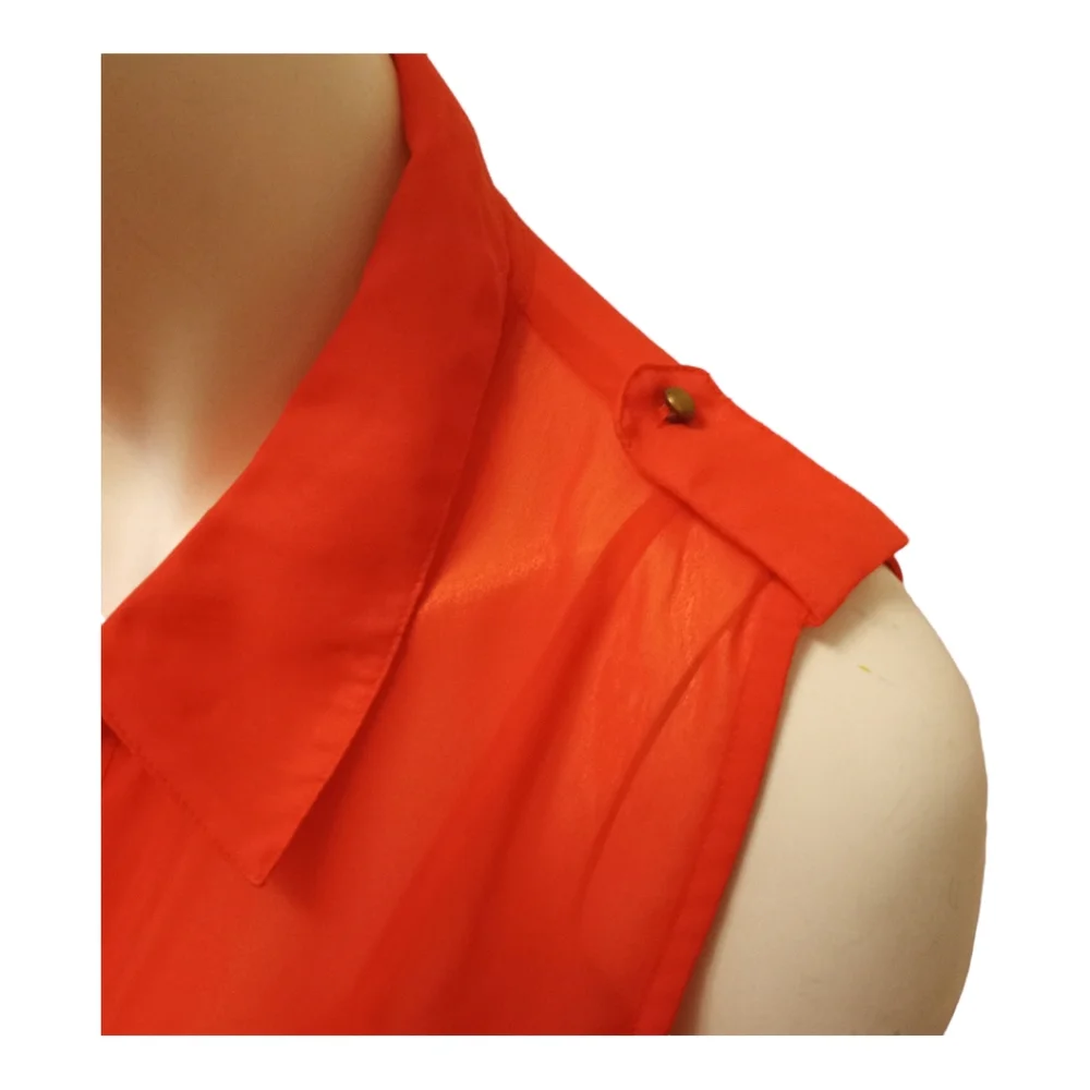 Paper Doll Orange Sleeveless High Low Maxi Dress Size L Button Front - Picture 6 of 11